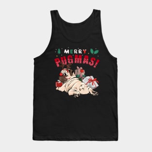 Merry Pugmas Cute Christmas Reindeer Pug With Gifts Tank Top